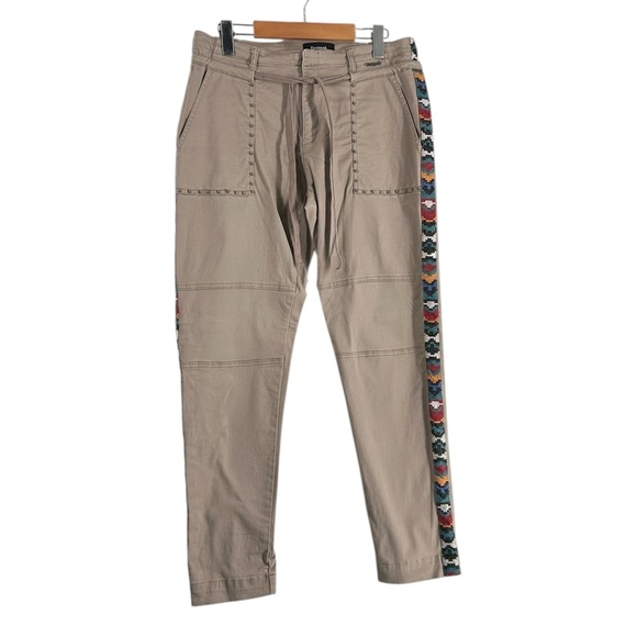Desigual Lauren Pant boho Aztec Tan pants studded eccentric artsy sz 10 - Picture 11 of 13